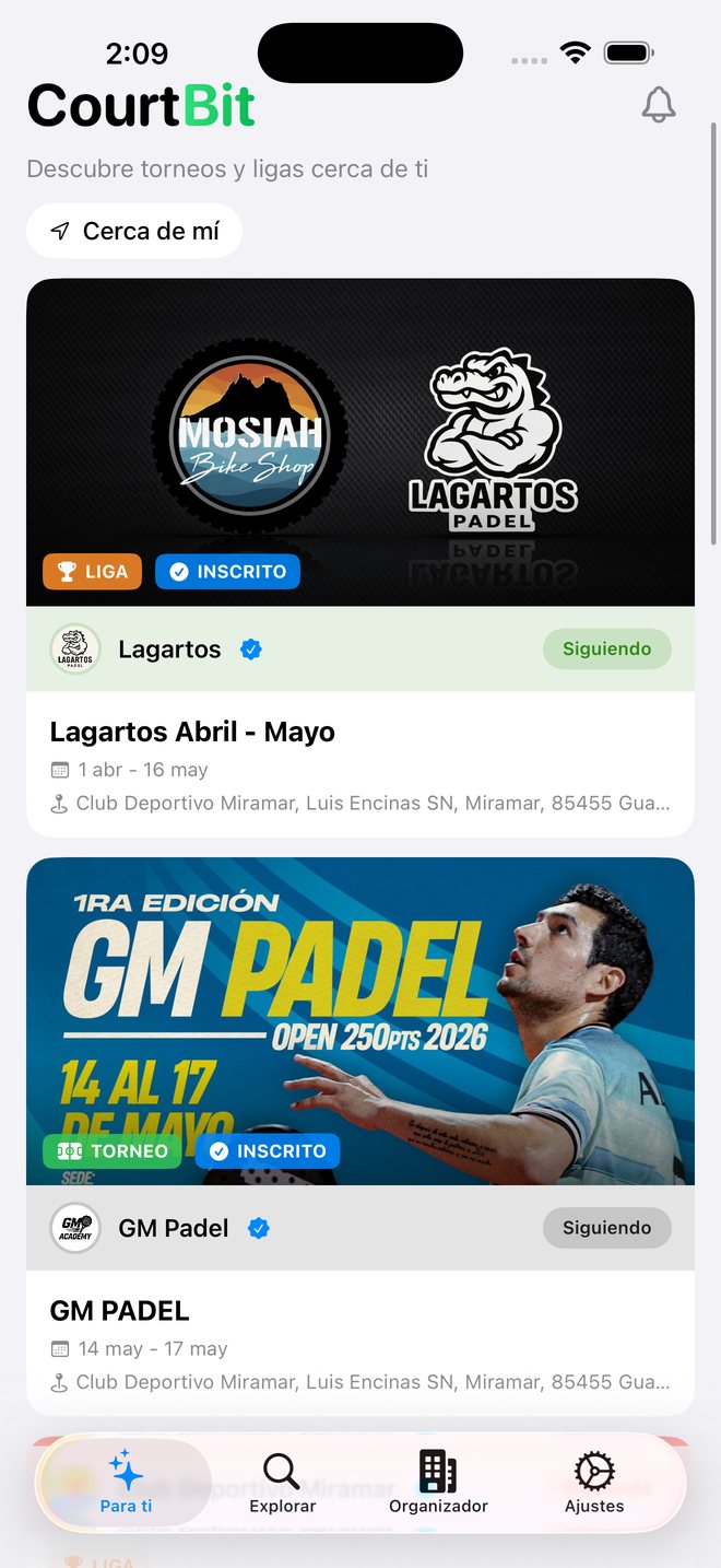 CourtBit App - Tournament and league feed